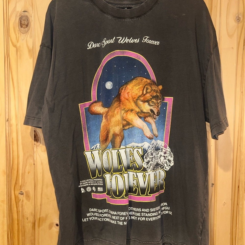 Smoke grey Wolves Forever Graphic oversized T-Shirt